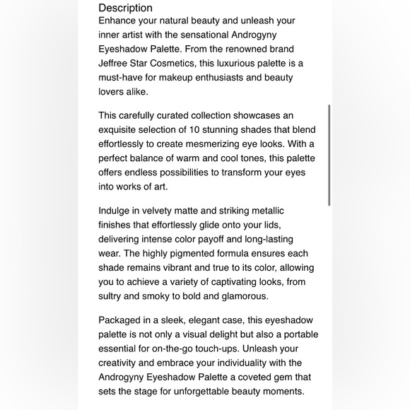 (BLGF) NEW Jeffree Star - Androgyny Eyeshadow Palette, New in Box - Picture 8 of 12